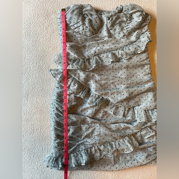 Hello Molly Strapless Mini Dress, Light Gray w Polka Dots. Size Small/4 - Picture 2 of 11